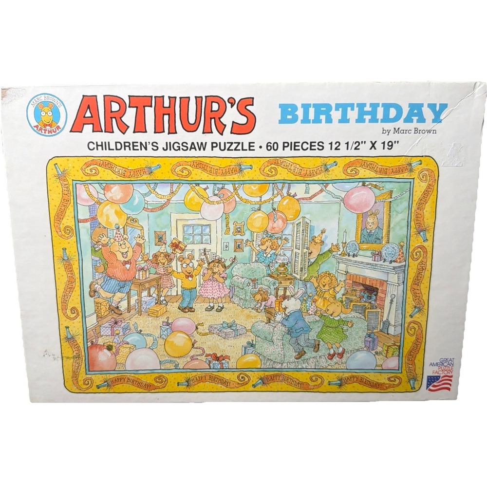 Vintage 1993 Arthur's Birthday Children's Jigsaw Puzzle, 60 pieces, 12.5" x 19"